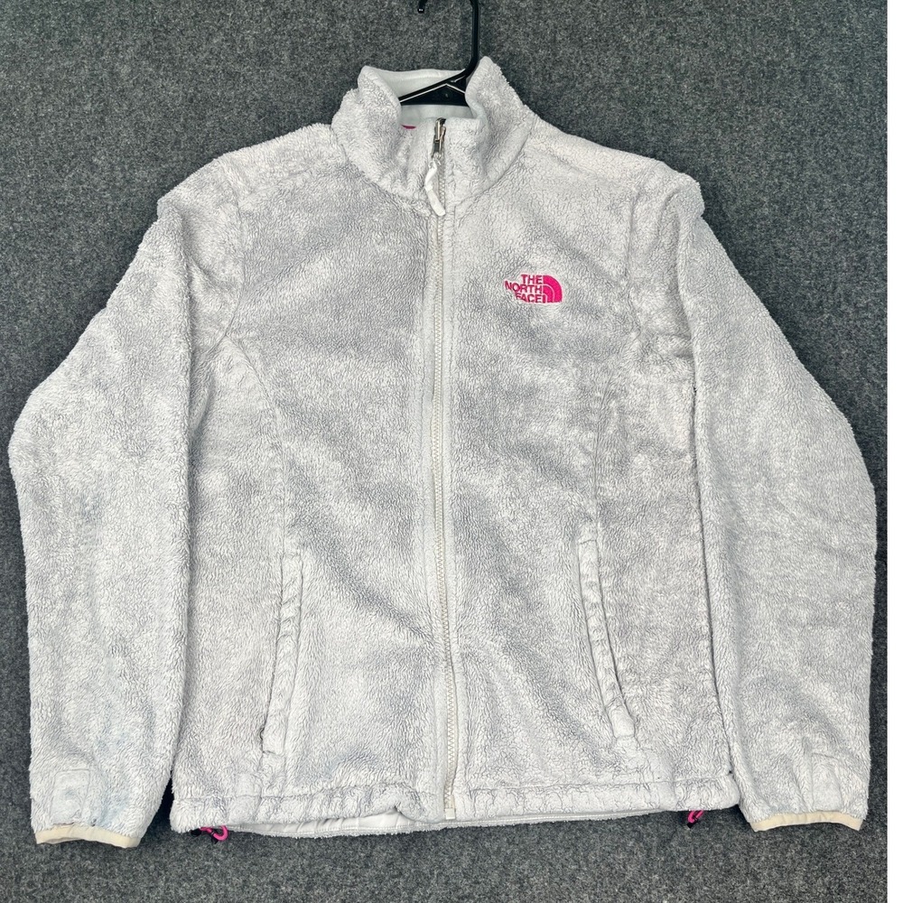 The North Face Osito Fleece Jacket Womens Small Gray Pink Full Zip Mock Neck